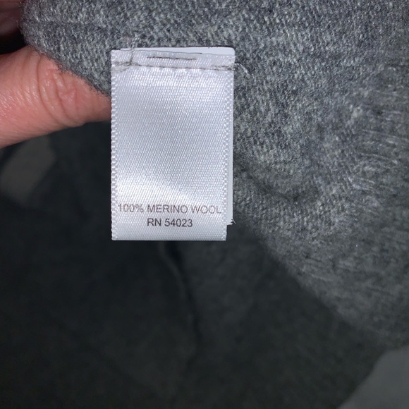 Banana republic Striped Gray Cream ruffle cardigan extra fine Marino wool XL - Picture 5 of 8